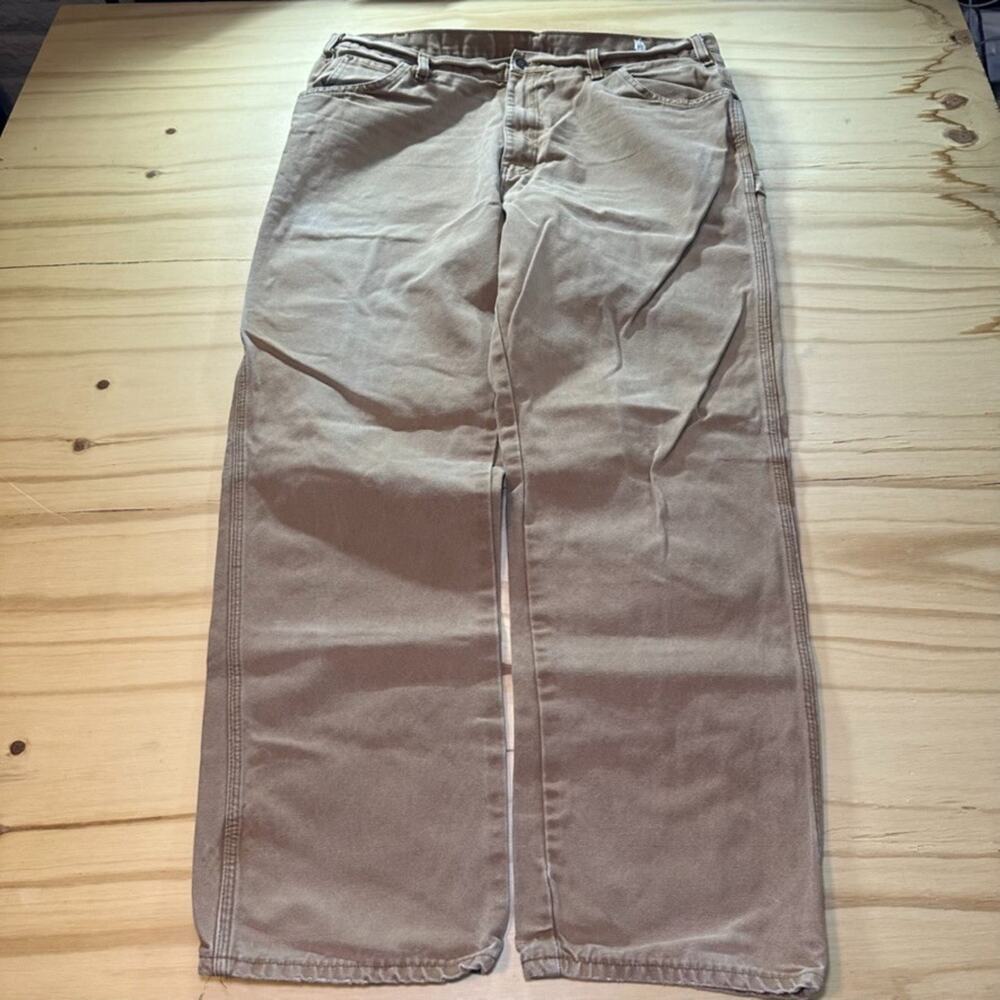 Dickies Brown Carpenter Pants Mens 38x32 Canvas Red Tab Logo Workwear Y2K Baggy